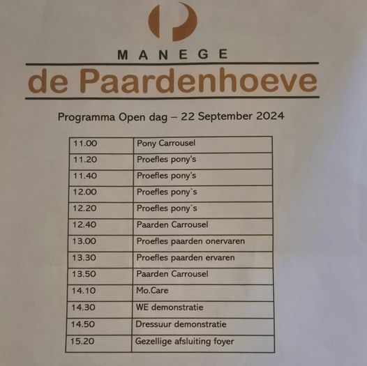 Open Dag Manege Paardenhoeve – 22 September