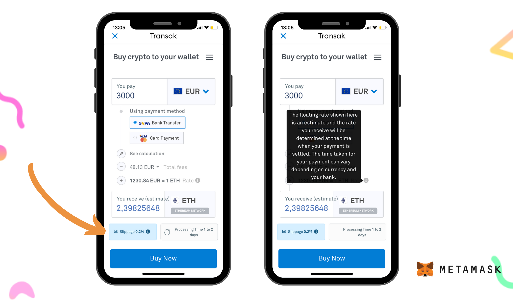 MetaMask betaling interface